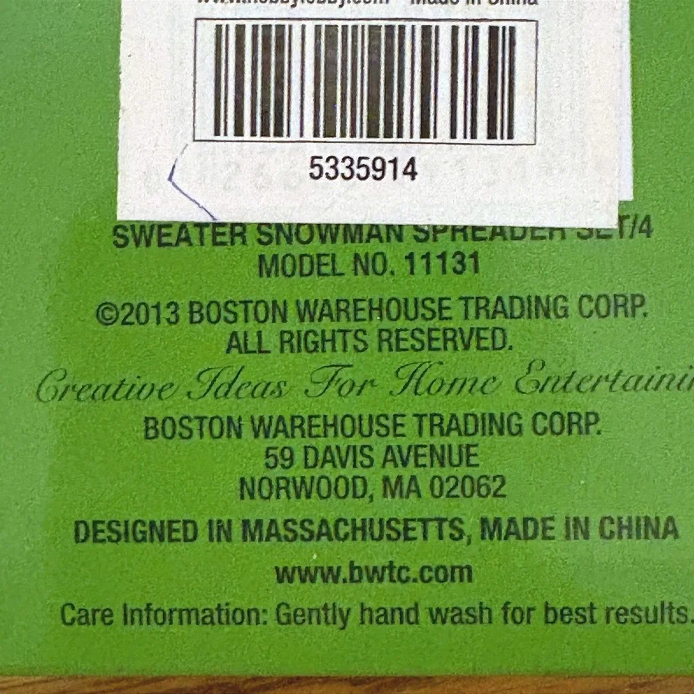 Boston‎ Warehouse  Snowman Spreader Set 4pc Stainless Steel Christmas